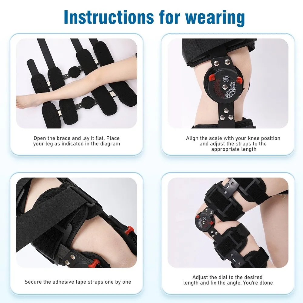 ROM Hinged Knee Brace for Post-Op Recovery, Adjustable Length and Motion Angle, Universal Fit Hinged Knee Braces Ober Health 2 ROM Hinged Knee Brace for Post-Op Recovery, Adjustable Length and Motion Angle, Universal Fit - Image 2